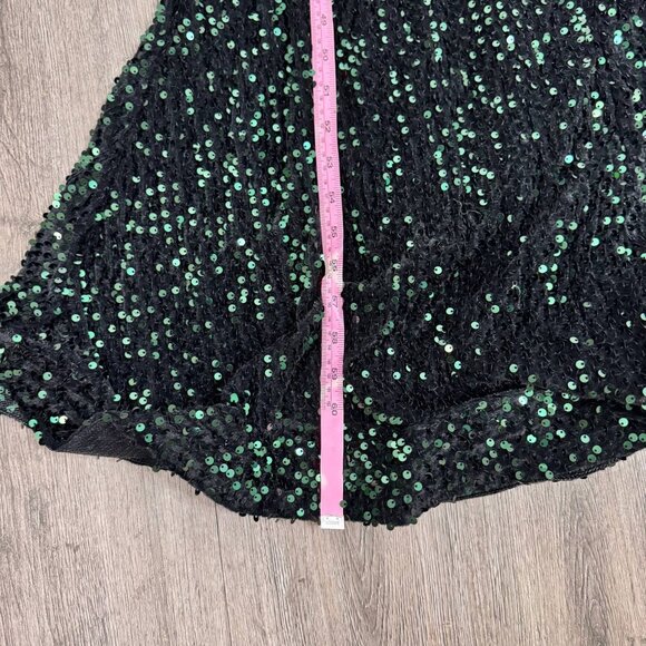 Miss Ord One-Shoulder Black-Green Sequin Evening Gown – Size S - Picture 6 of 9